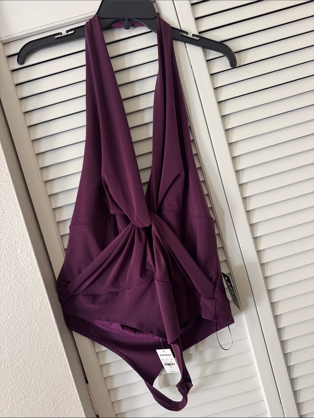 Express Women's Twist-Front Bodysuit in Plum